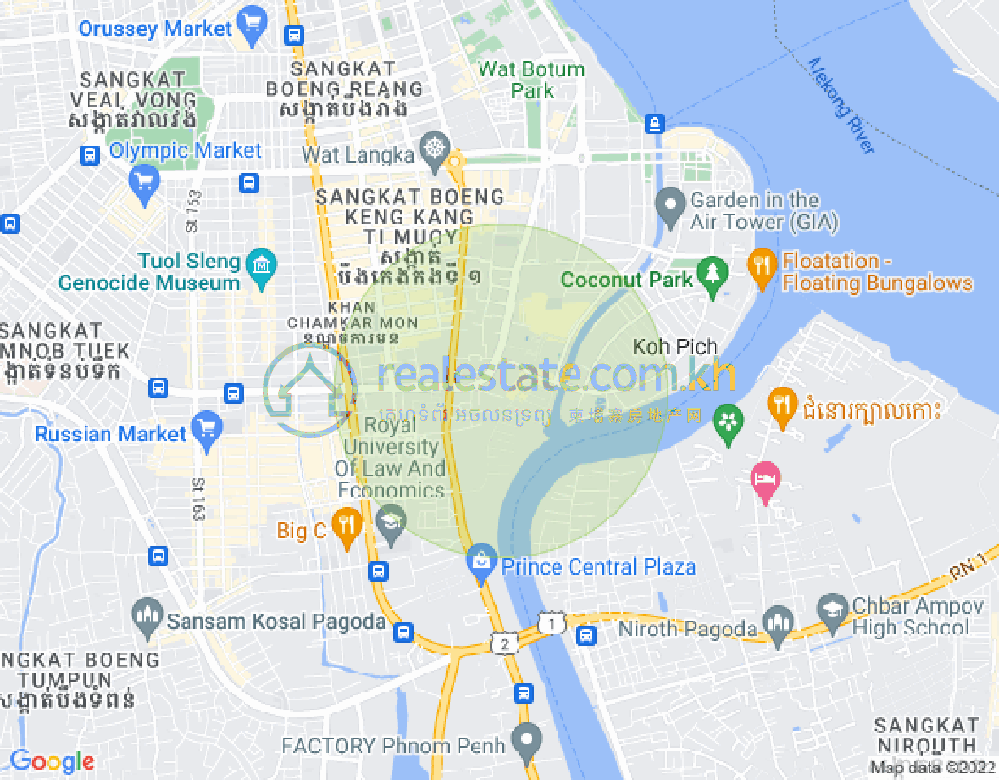 トンレバサック, チャムカモン, プノンペンの地図
