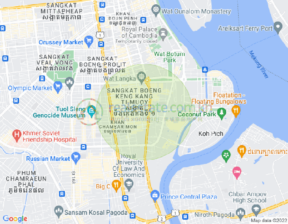万景岗1分区（BKK1), 波哥堪, 金边地图