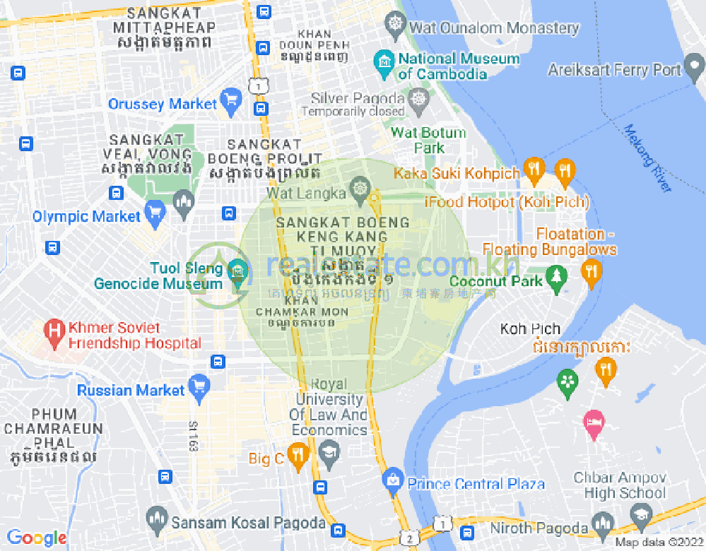 万景岗1分区（BKK1), 波哥堪, 金边地图