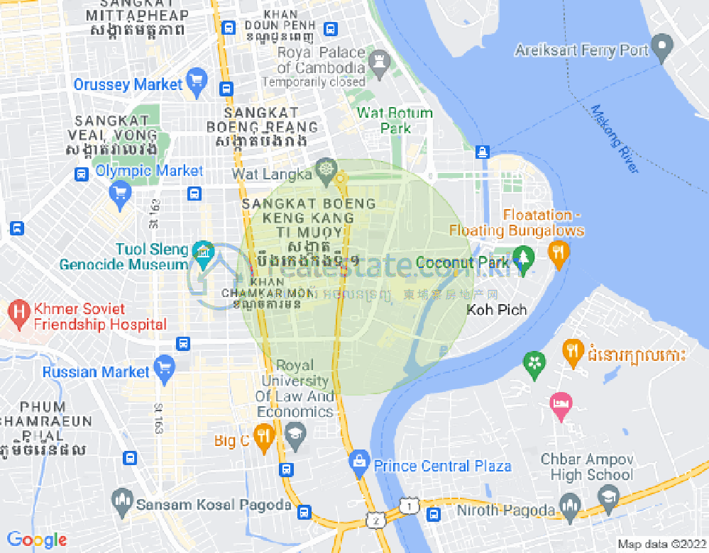 トンレバサック, チャムカモン, プノンペンの地図