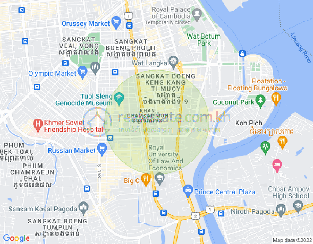 Map of BKK 1, Boeng Keng Kang, Phnom Penh