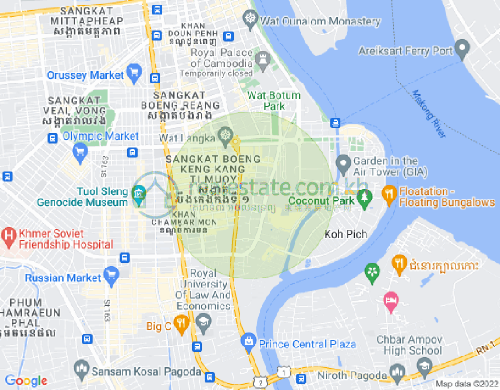 Carte de Tonle Bassac, Chamkarmon, Phnom Penh