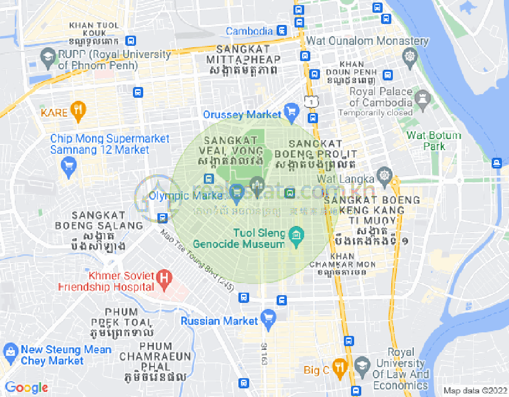オリンピック, ボンケンコン, プノンペンの地図