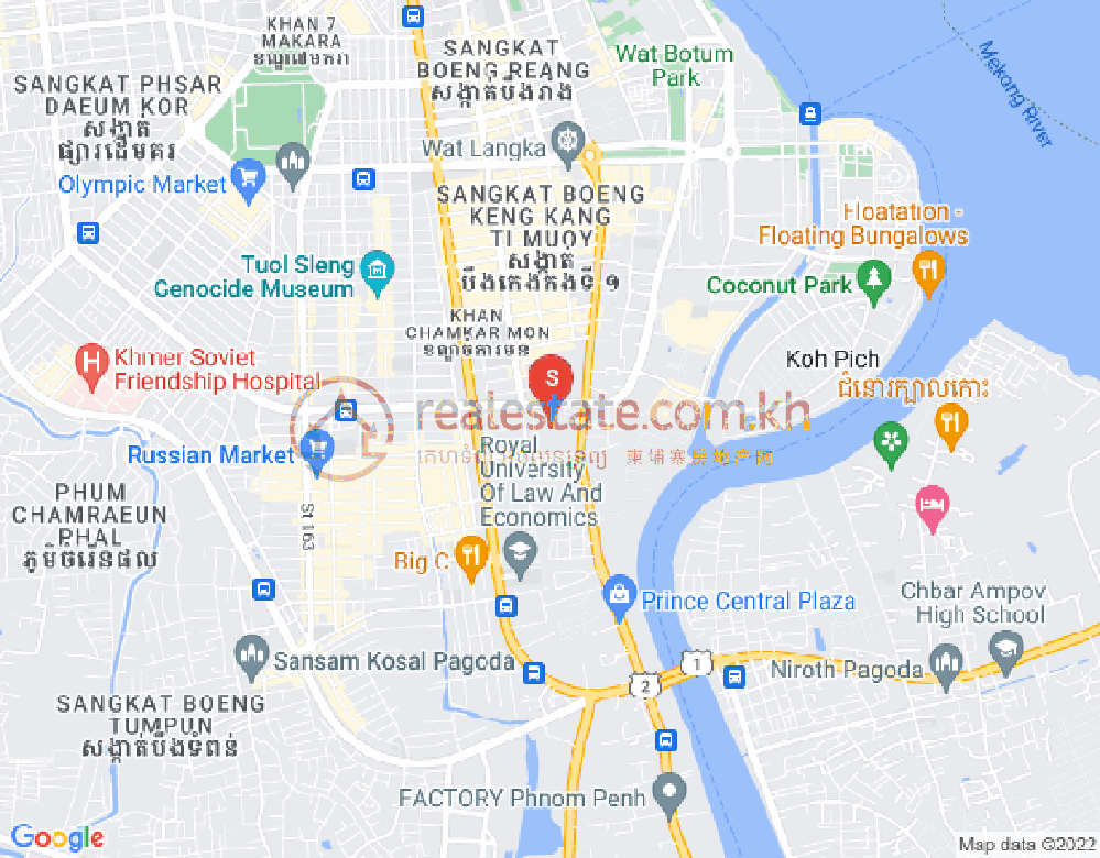 Map of Tonle Bassac, Chamkarmon, Phnom Penh