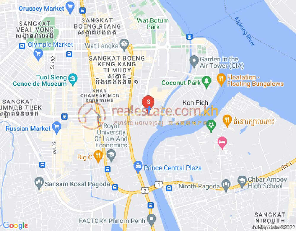 Mapa: Tonle Bassac, Chamkarmon, Phnom Penh