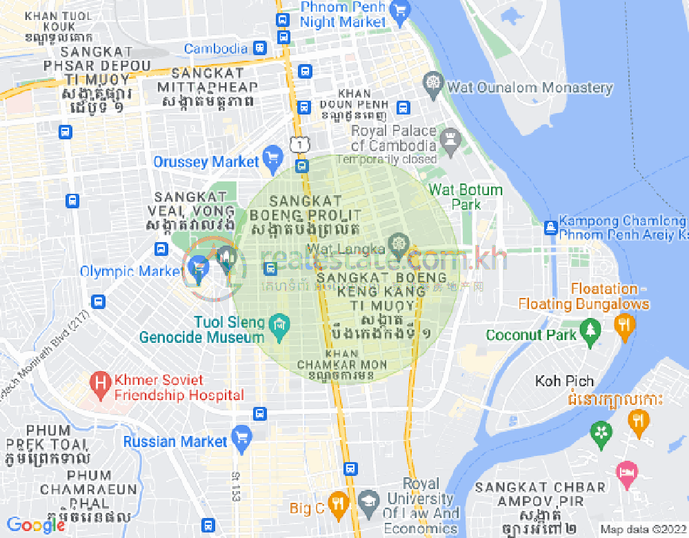 Map of BKK 1, Boeng Keng Kang, Phnom Penh
