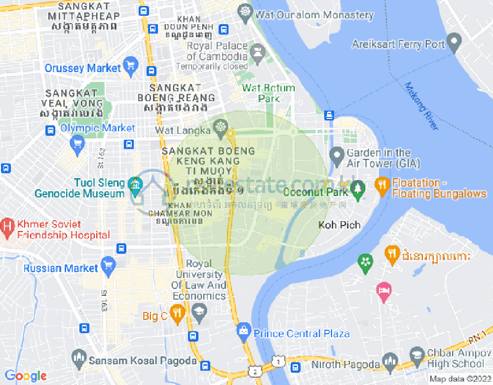 Boeung Tumpun分区, 棉芷区, 金边地图