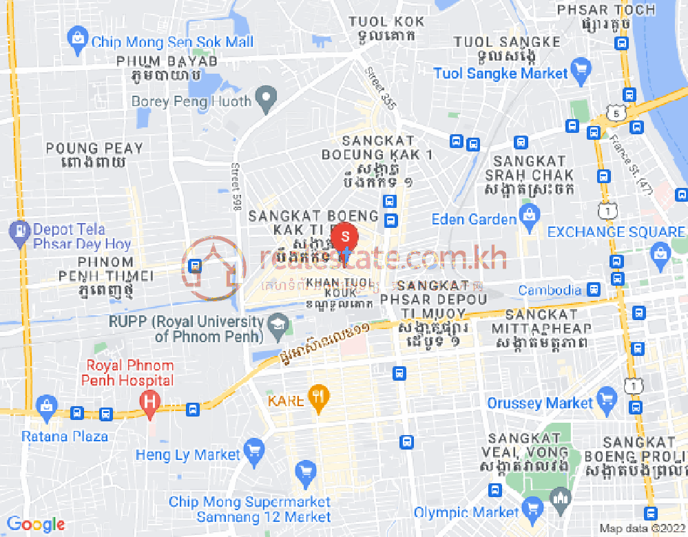 Map of Boeung Kak 2, Toul Kork, Phnom Penh