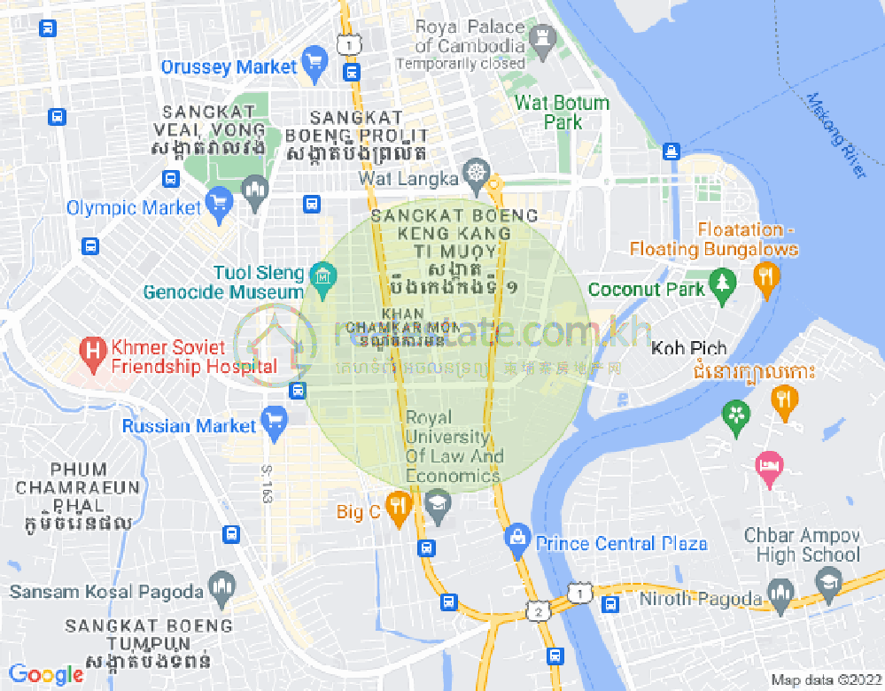 Mapa: BKK 1, Boeng Keng Kang, Phnom Penh