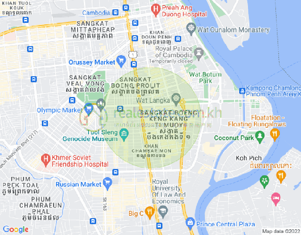 Map of BKK 1, Boeng Keng Kang, Phnom Penh