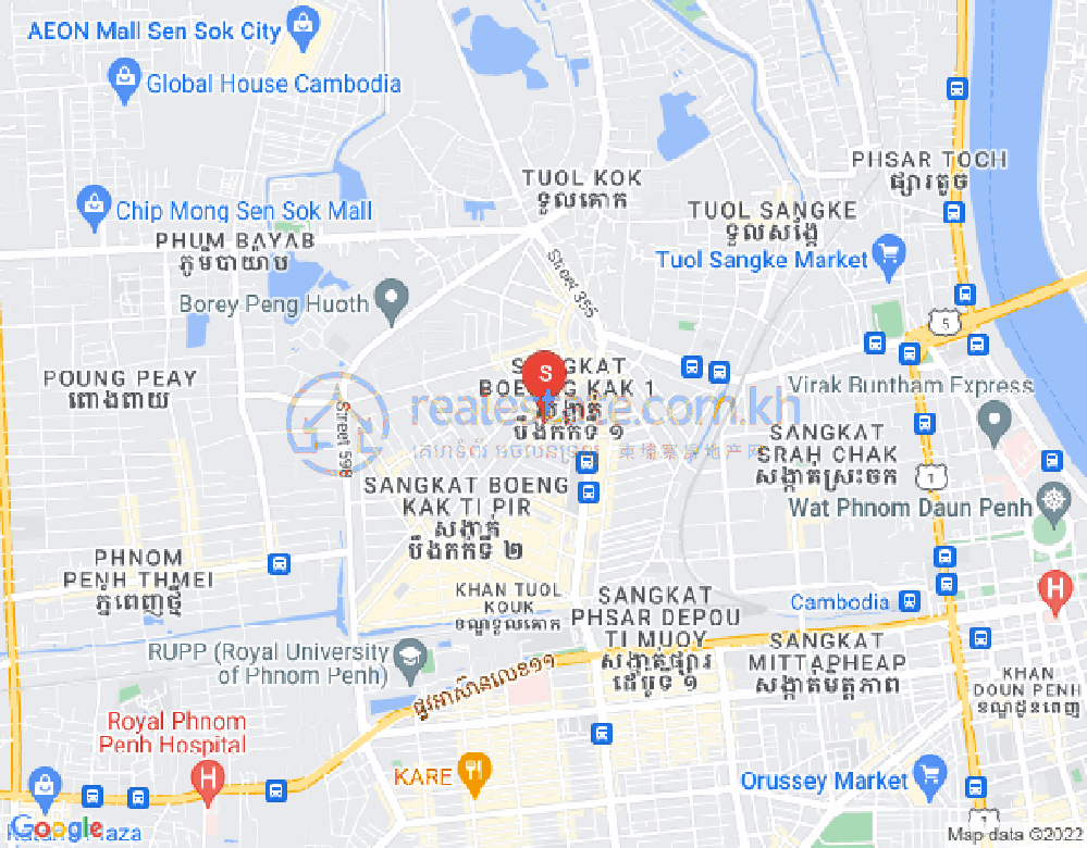 Mapa: Boeung Kak 1, Toul Kork, Phnom Penh
