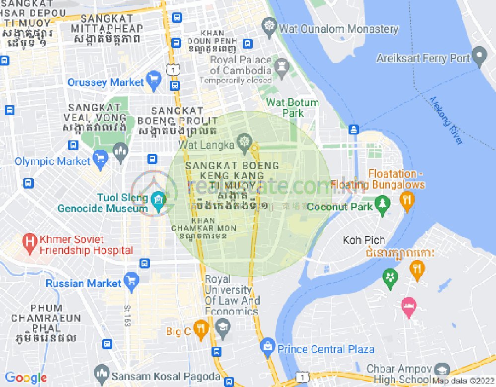 Map of BKK 1, Boeng Keng Kang, Phnom Penh