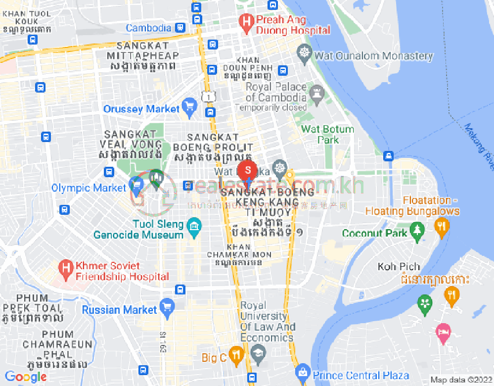 Mapa: BKK 1, Boeng Keng Kang, Phnom Penh