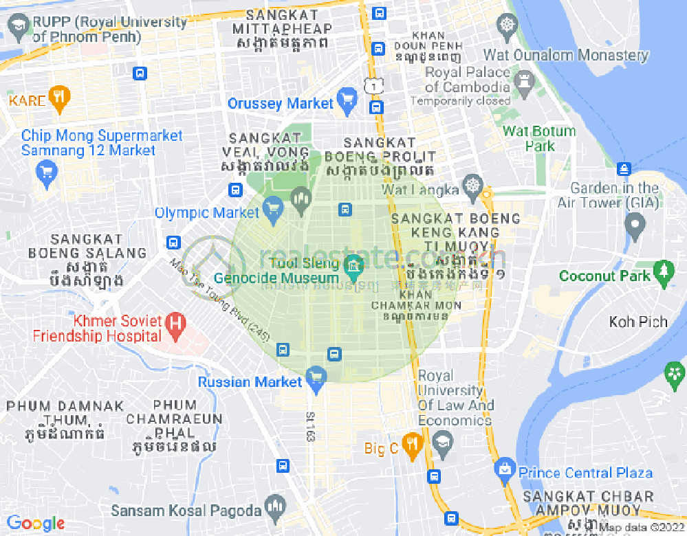 BKK 2, ボンケンコン, プノンペンの地図