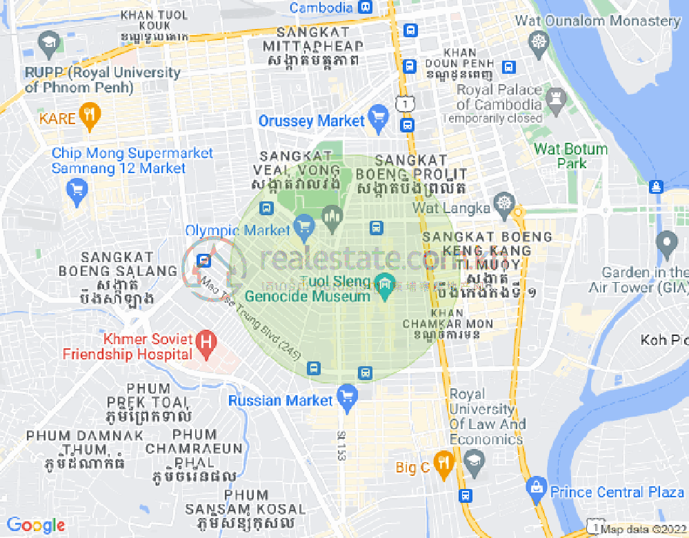Mapa: BKK 1, Boeng Keng Kang, Phnom Penh