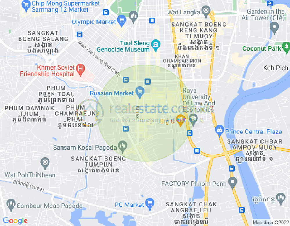 Map of Toul Tum Poung 1, Chamkarmon, Phnom Penh