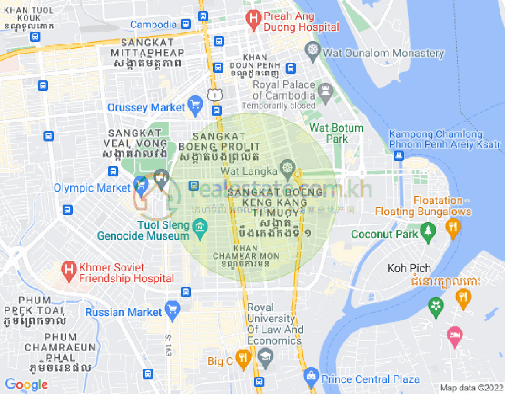 万景岗1分区（BKK1), 波哥堪, 金边地图