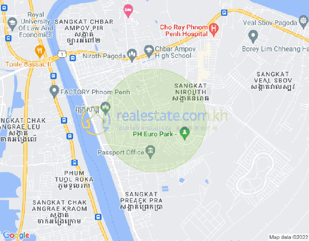 Map of Nirouth, Chbar Ampov, Phnom Penh