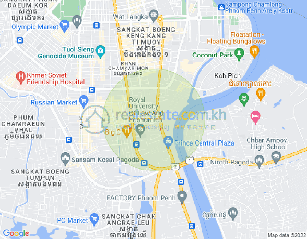 백색하구역, 짬까몬, 프놈펜 지도