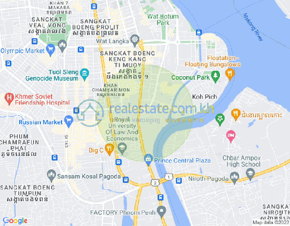 トンレバサック, チャムカモン, プノンペンの地図