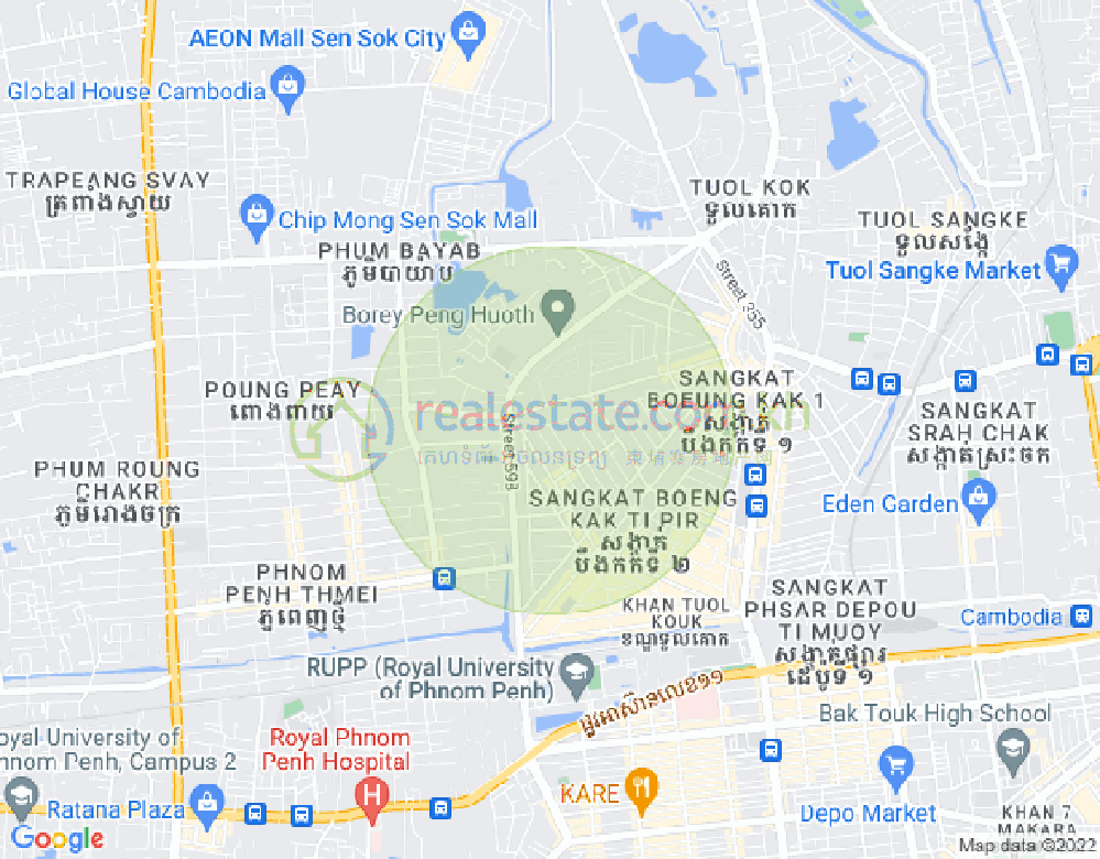 TK TK, Tuek L'ak 1区, 堆谷区, 金边地图