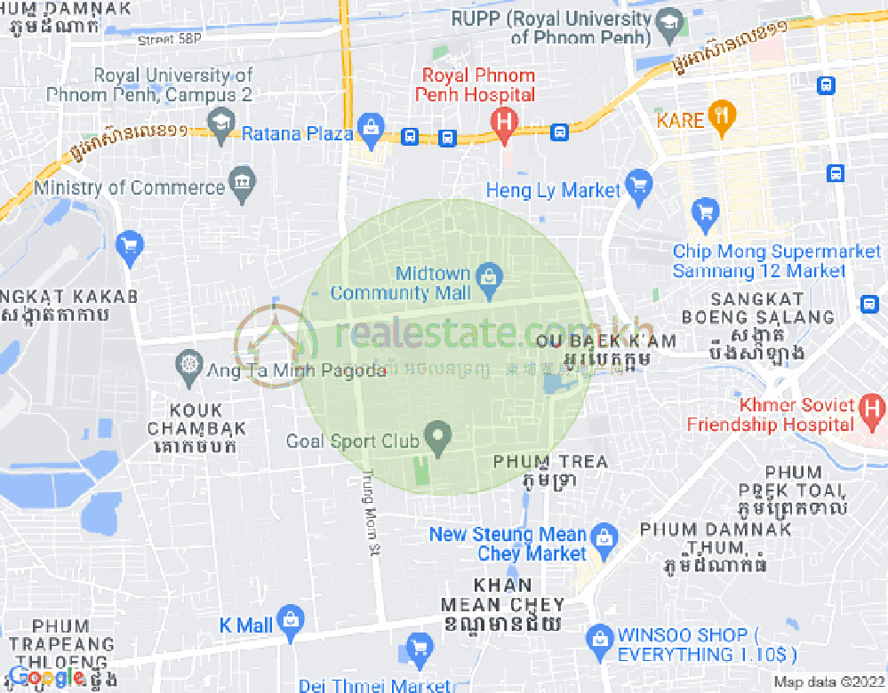 Mapa: Ou Baek K'am, Sen Sok, Phnom Penh
