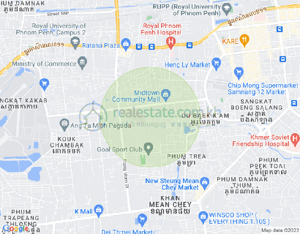 Mapa: Ou Baek K'am, Sen Sok, Phnom Penh