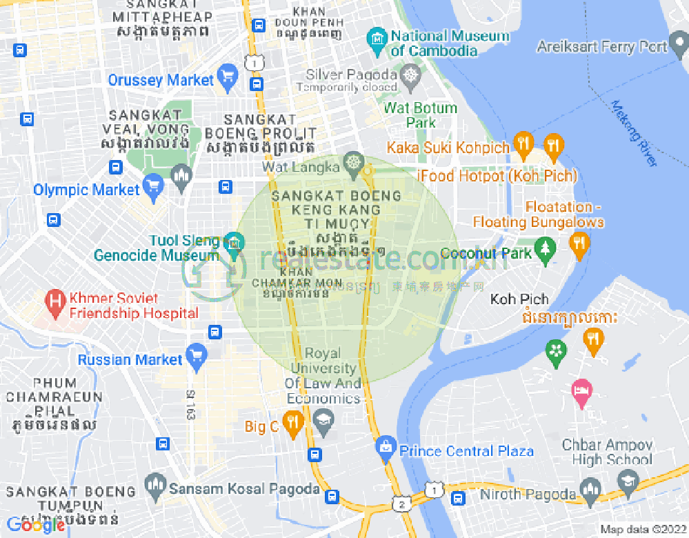 Map of BKK 1, Boeng Keng Kang, Phnom Penh