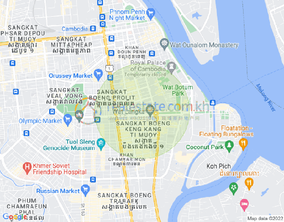Map of Chakto Mukh, Daun Penh, Phnom Penh
