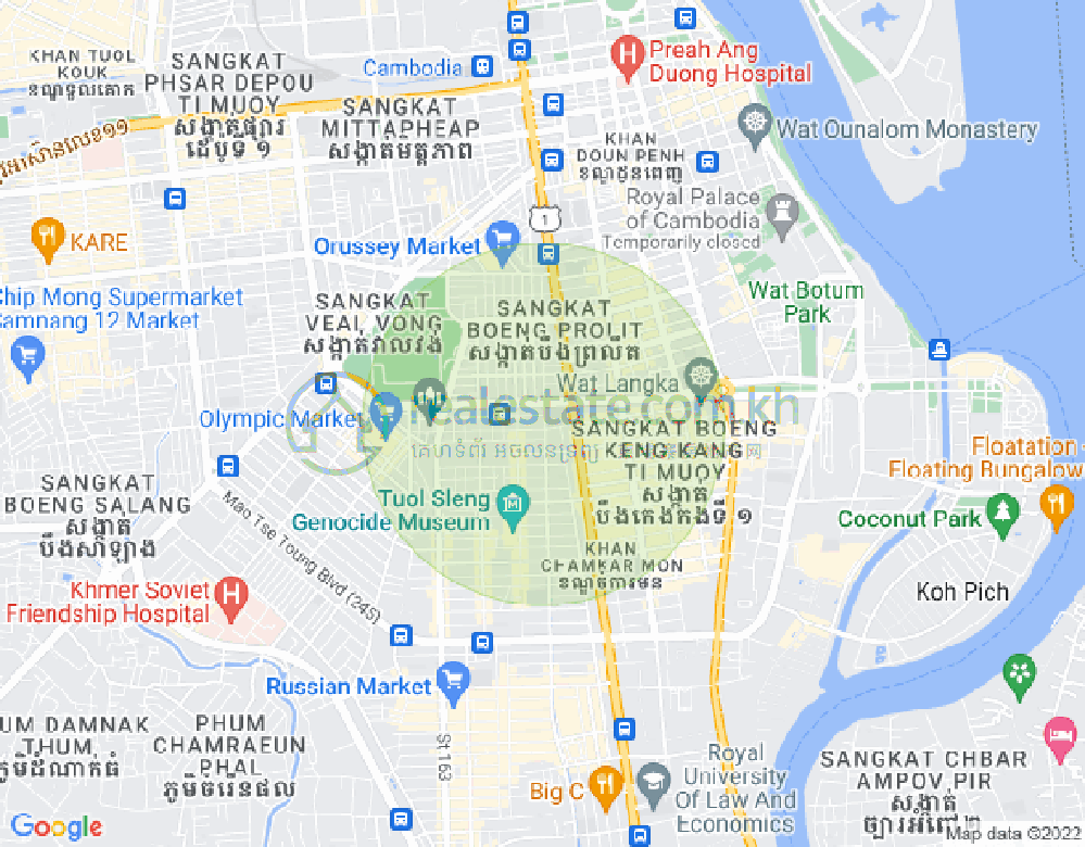 Map of BKK 2, Boeng Keng Kang, Phnom Penh
