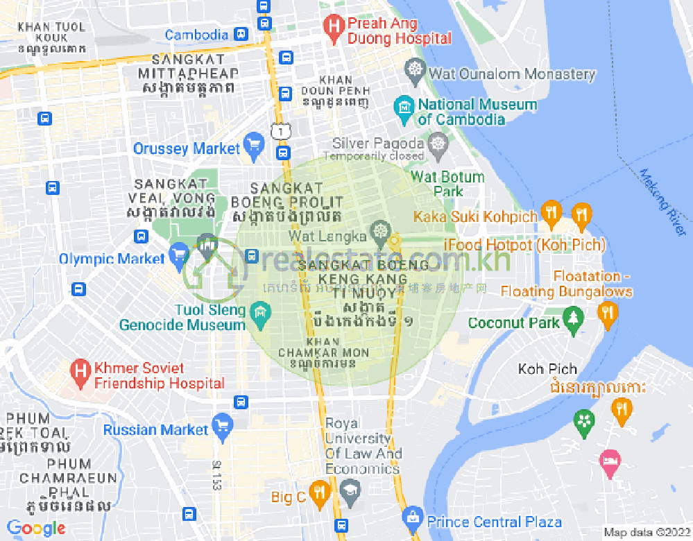 Map of BKK 1, Boeng Keng Kang, Phnom Penh