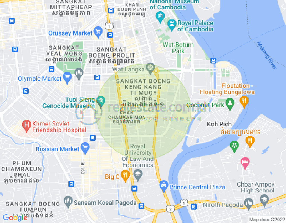 Carte de BKK 1, Boeng Keng Kang, Phnom Penh