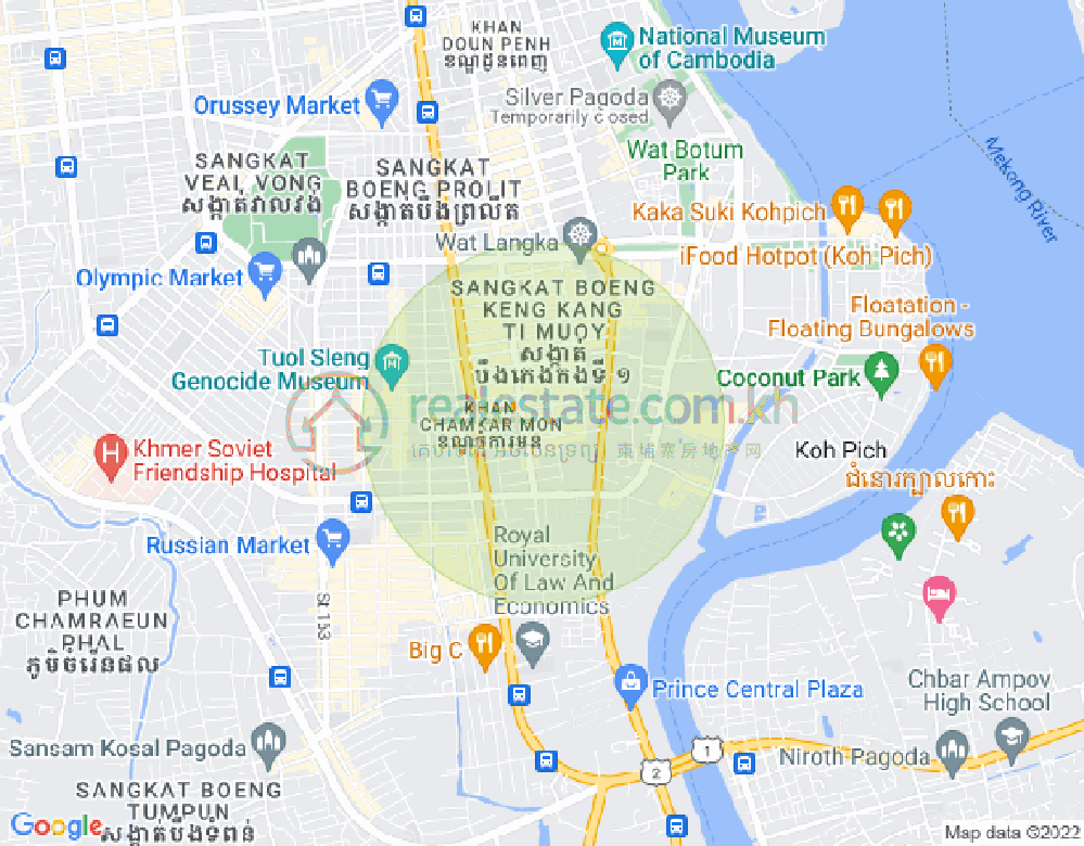 Carte de BKK 1, Boeng Keng Kang, Phnom Penh