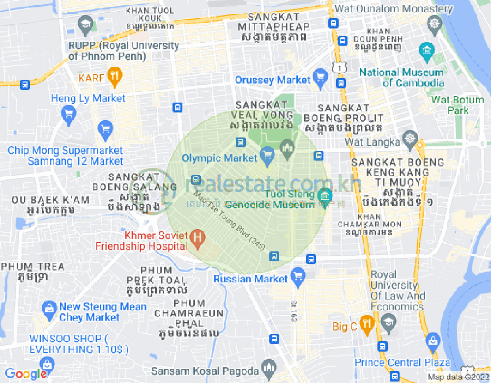 万景岗1分区（BKK1), 波哥堪, 金边地图