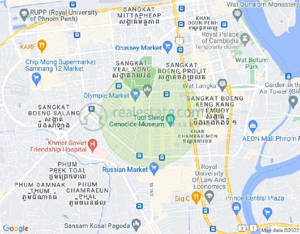 만경강1부구(BKK1), 벙껭깡, 프놈펜 지도