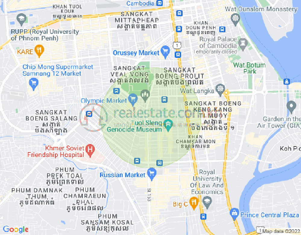 Mapa: BKK 1, Boeng Keng Kang, Phnom Penh