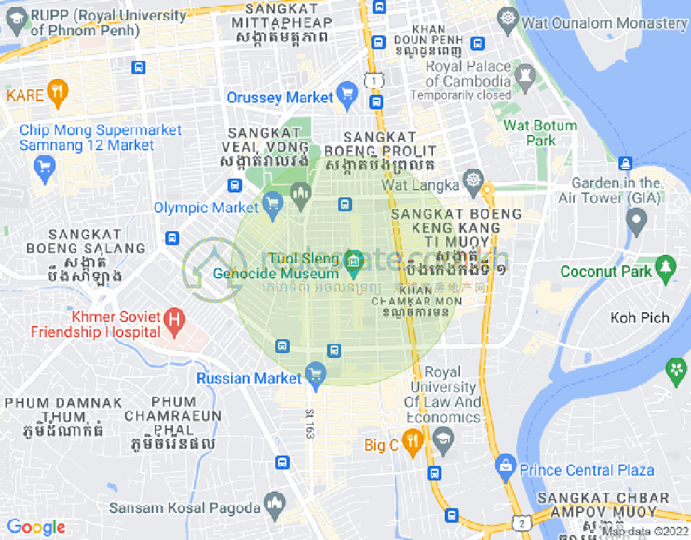 Mapa: BKK 1, Boeng Keng Kang, Phnom Penh
