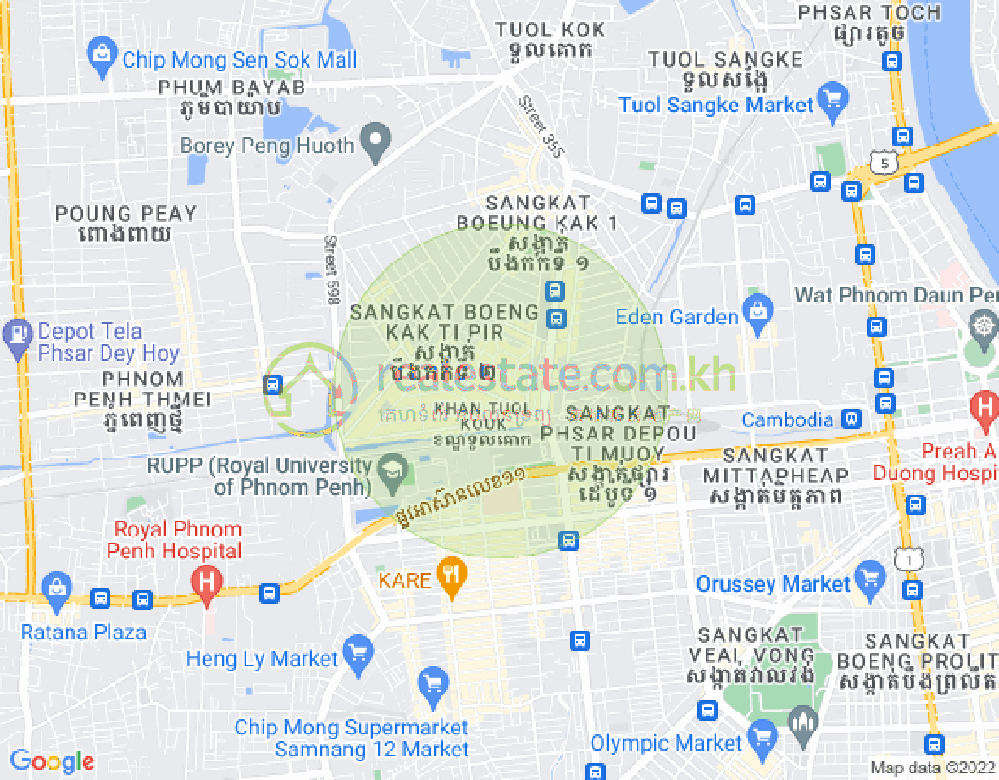 Mapa: Tuek L'ak 2, Toul Kork, Phnom Penh