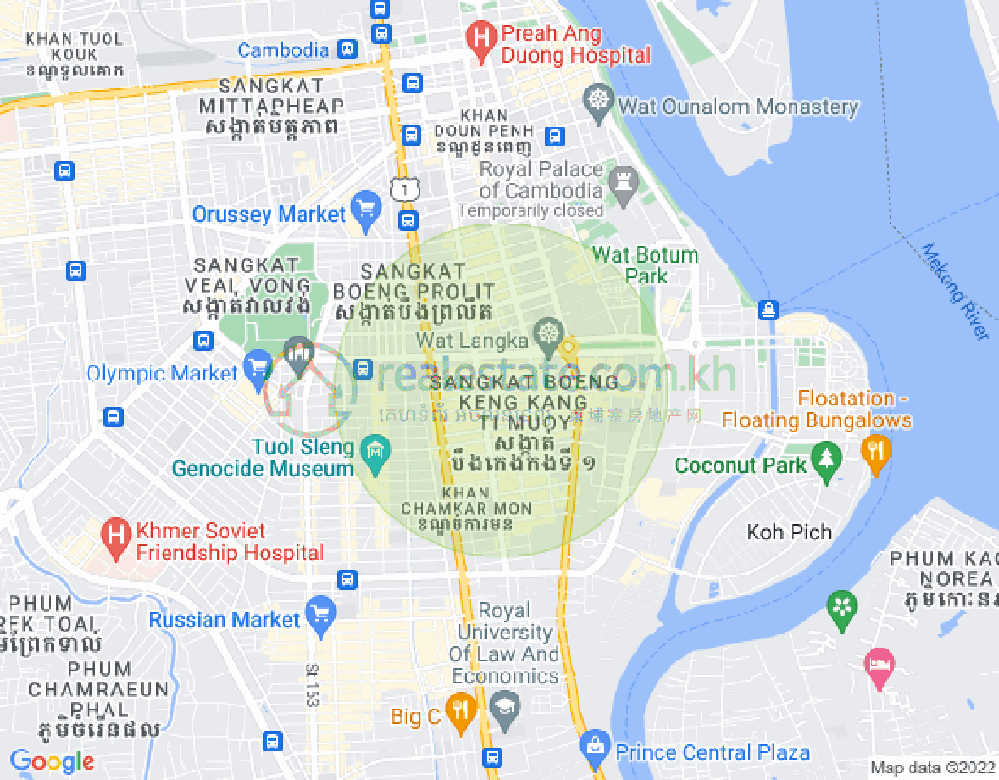 Map of BKK 1, Boeng Keng Kang, Phnom Penh