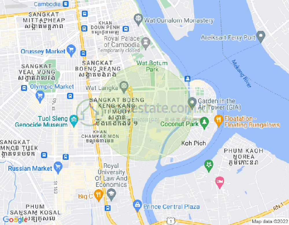 Карта Тонле Бассак, Чамкармон, Пномпень