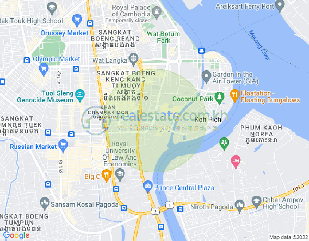 ផែនទី ទន្លេបាសាក់, ចំការមន, ភ្នំពេញ