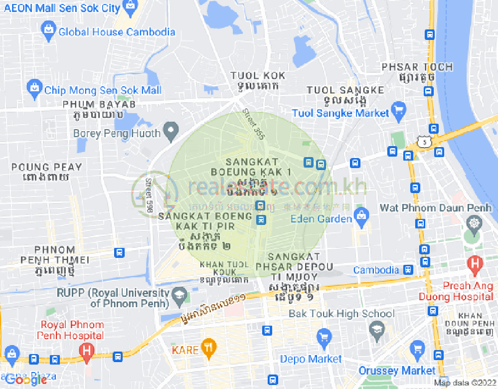 Map of Boeung Kak 1, Toul Kork, Phnom Penh