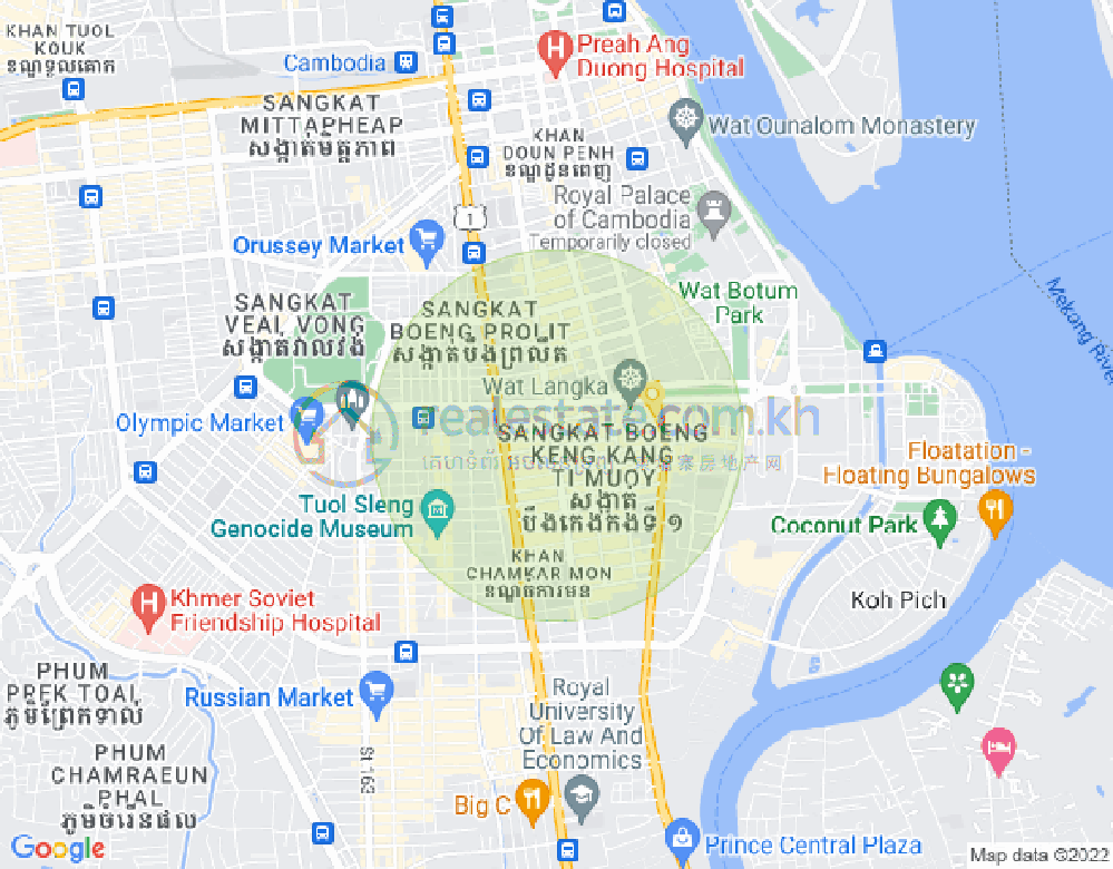 Map of BKK 1, Boeng Keng Kang, Phnom Penh