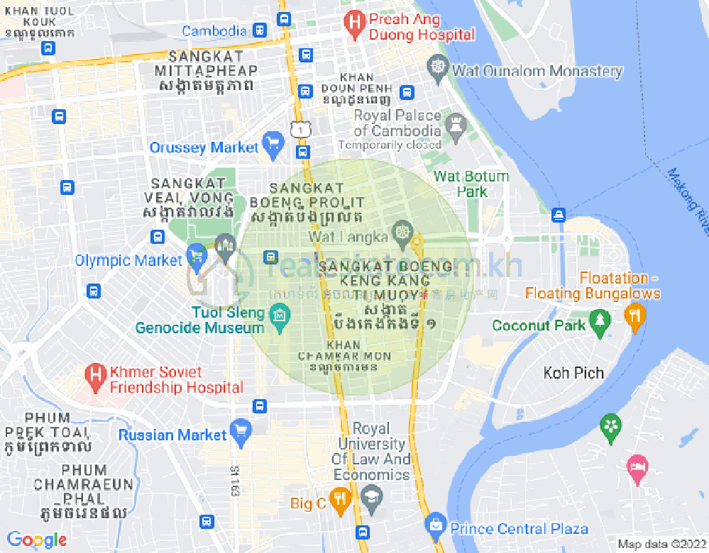 万景岗1分区（BKK1), 波哥堪, 金边地图