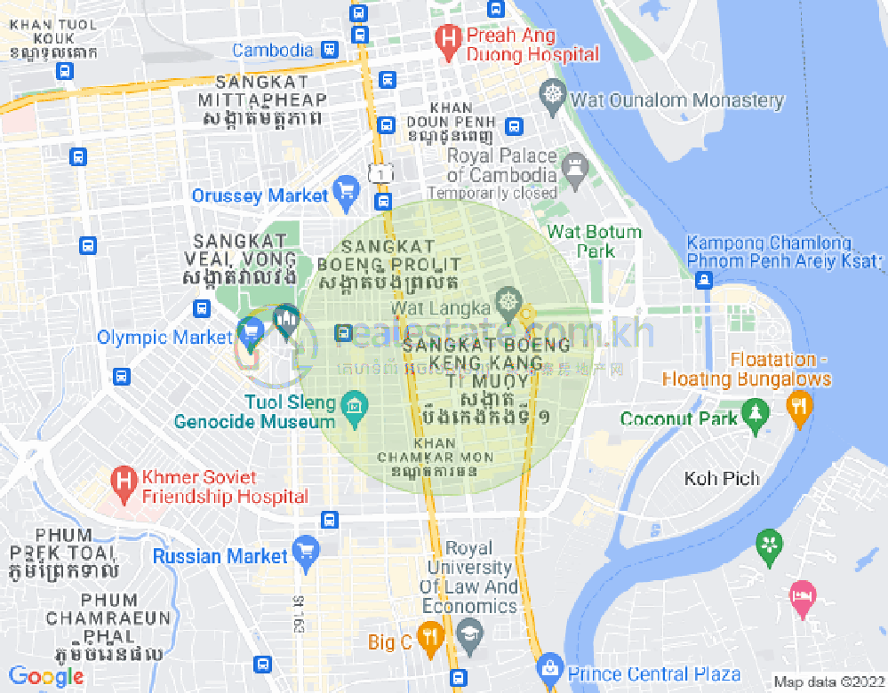 Mapa: BKK 1, Boeng Keng Kang, Phnom Penh