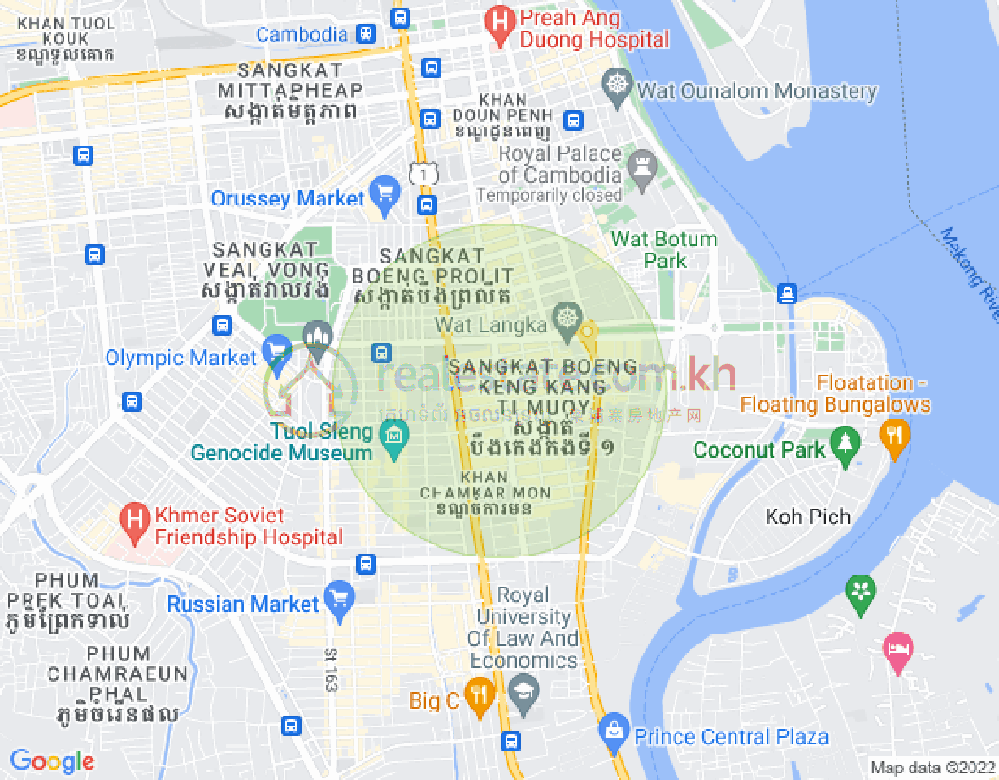 Mapa: BKK 1, Boeng Keng Kang, Phnom Penh