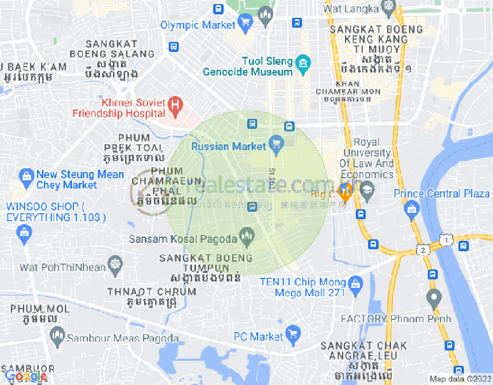 Map of Toul Tum Poung 1, Chamkarmon, Phnom Penh