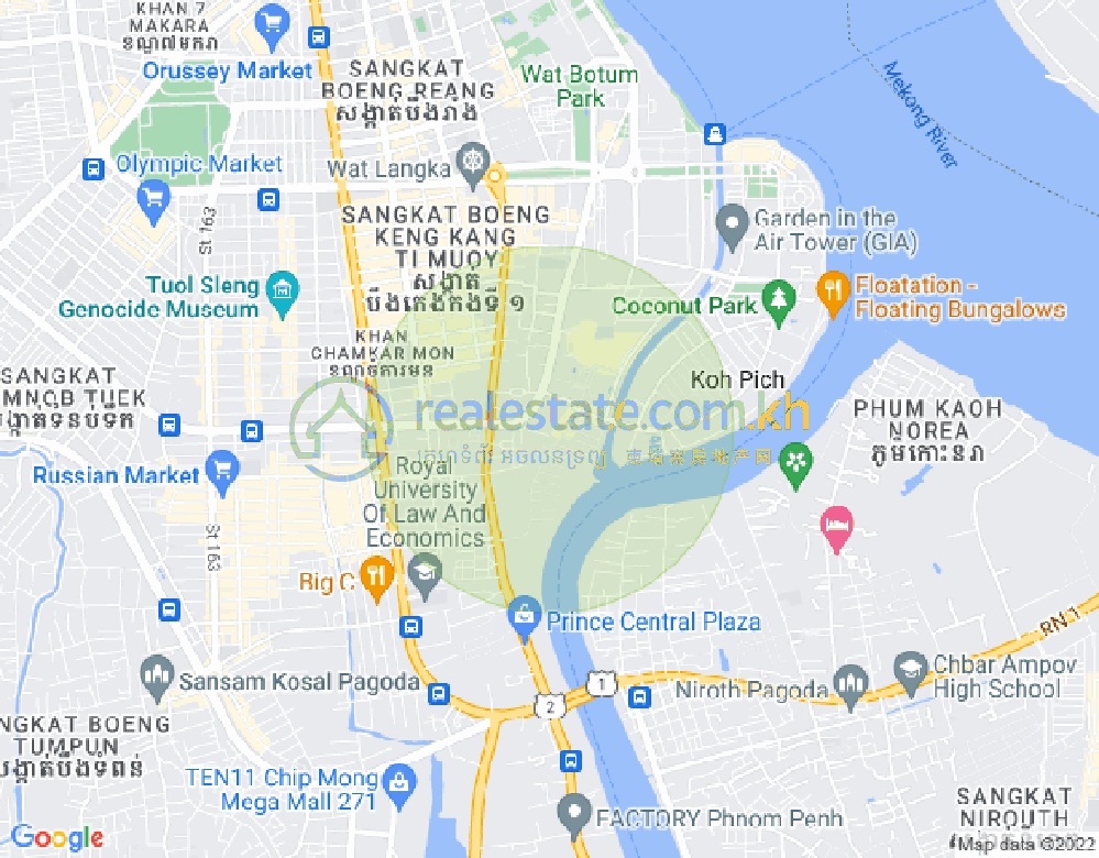 トンレバサック, チャムカモン, プノンペンの地図