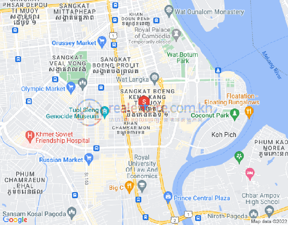만경강1부구(BKK1), 벙껭깡, 프놈펜 지도