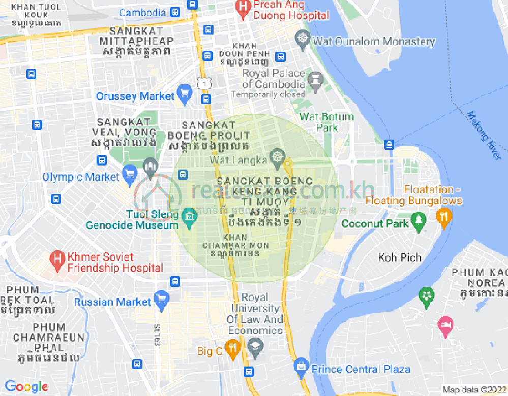 Map of BKK 1, Boeng Keng Kang, Phnom Penh